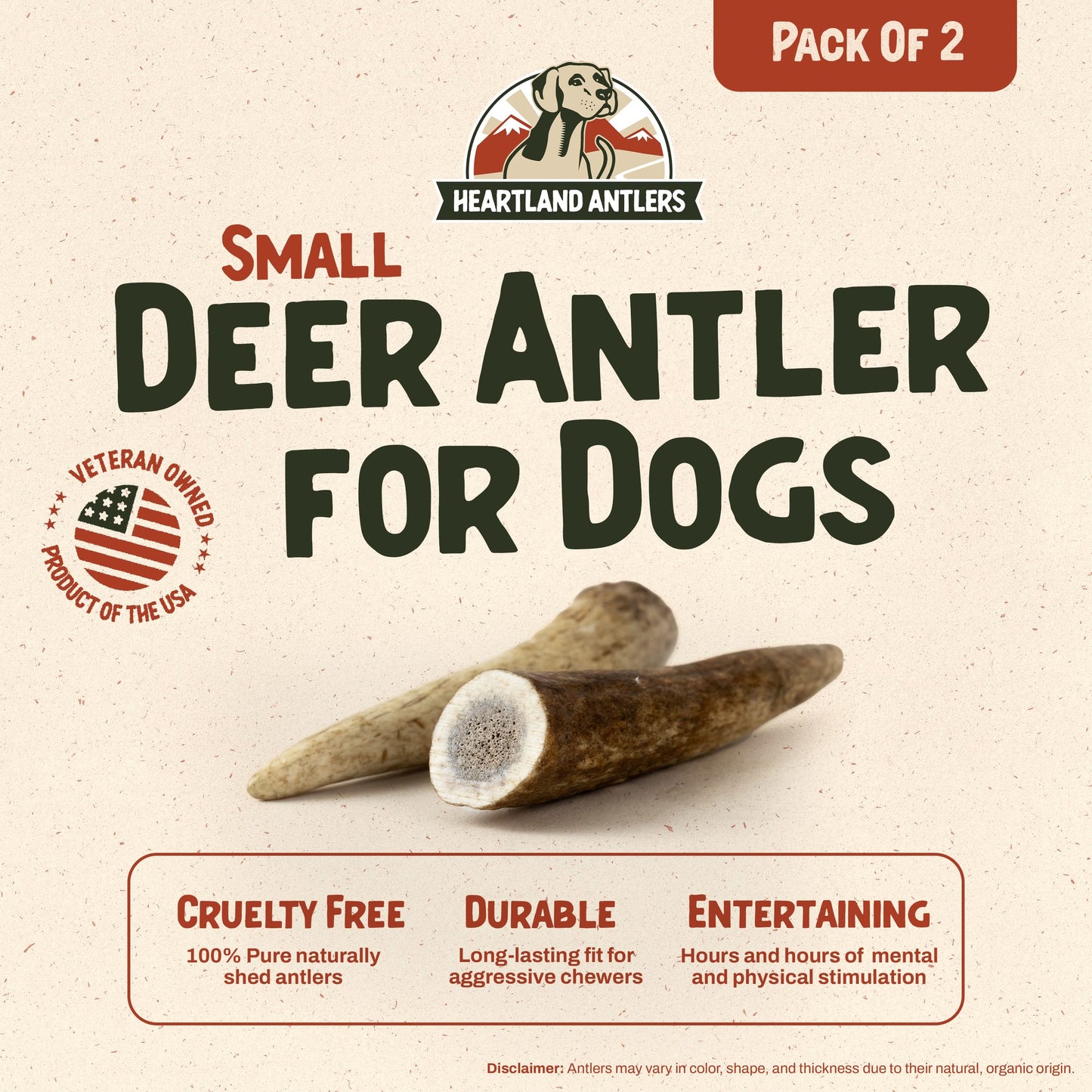 Deer Antler Chew - Small (5-25 lbs) | 2-pack