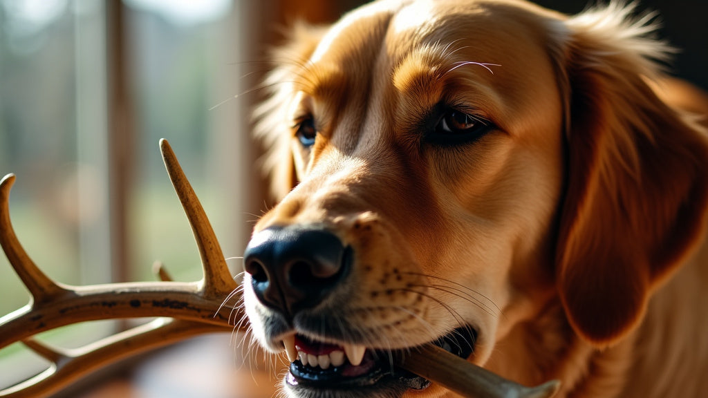 Dog with Antler Chew