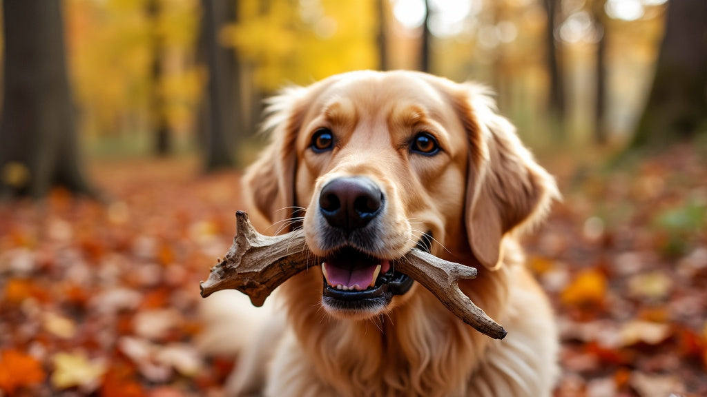 Dog with various antlers