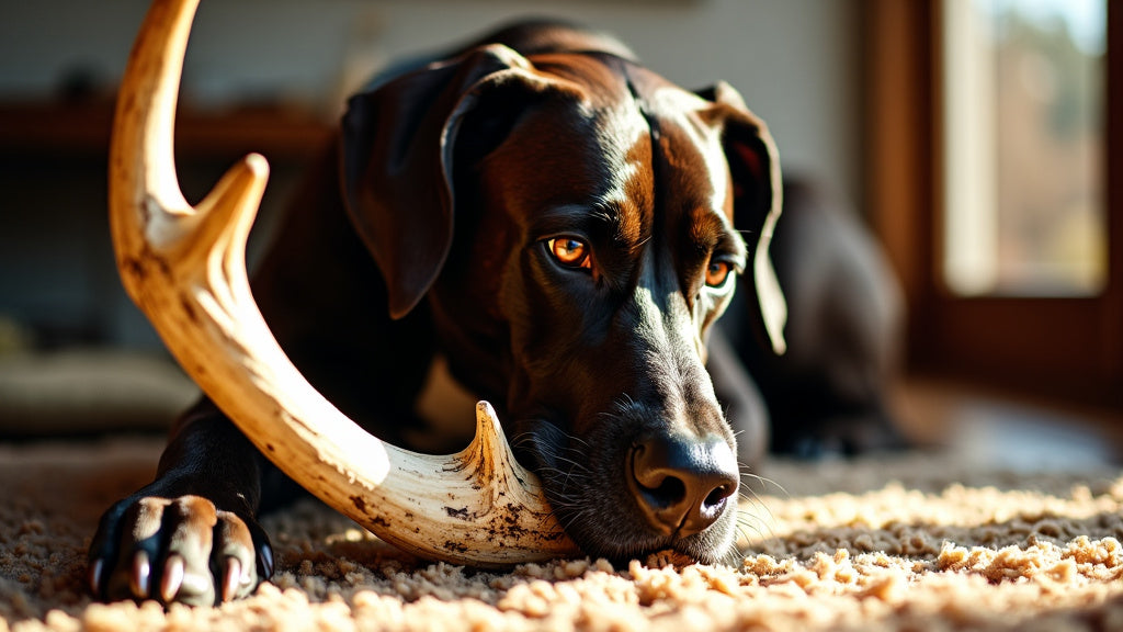 Dog with Elk Antlers