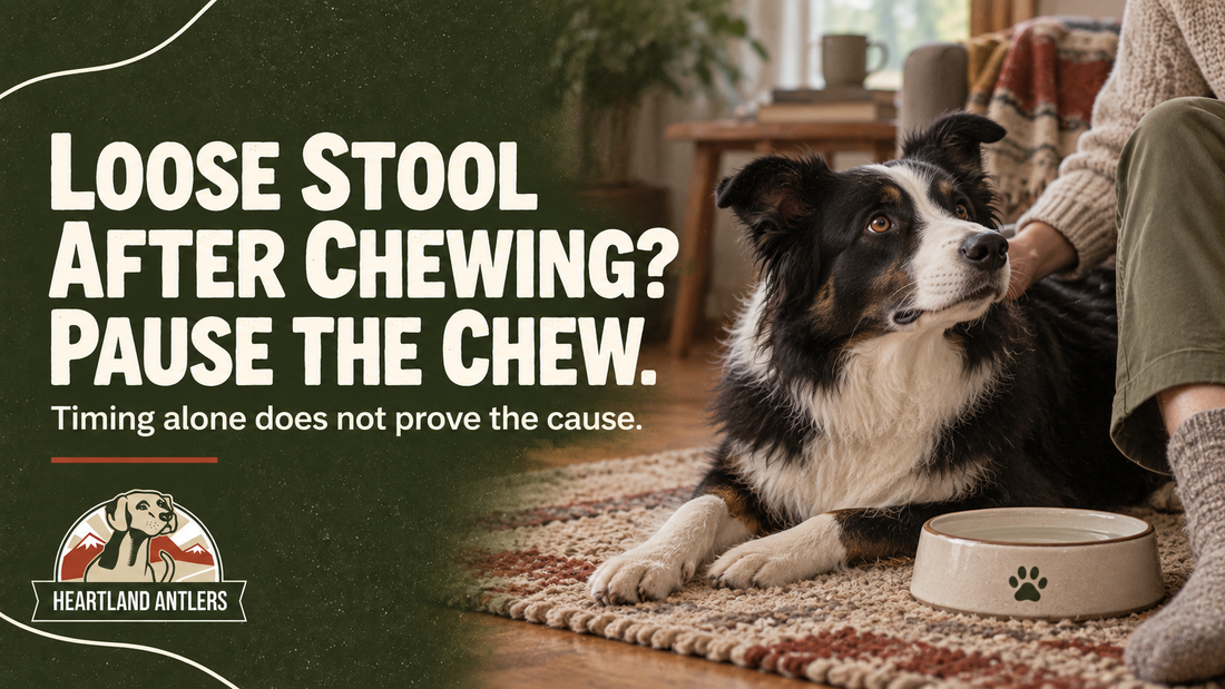 Pause the chew if a dog develops loose stool after antler use.