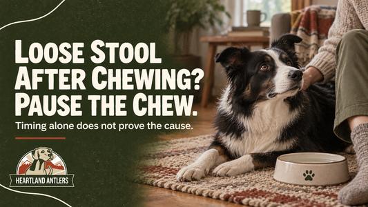 Pause the chew if a dog develops loose stool after antler use.
