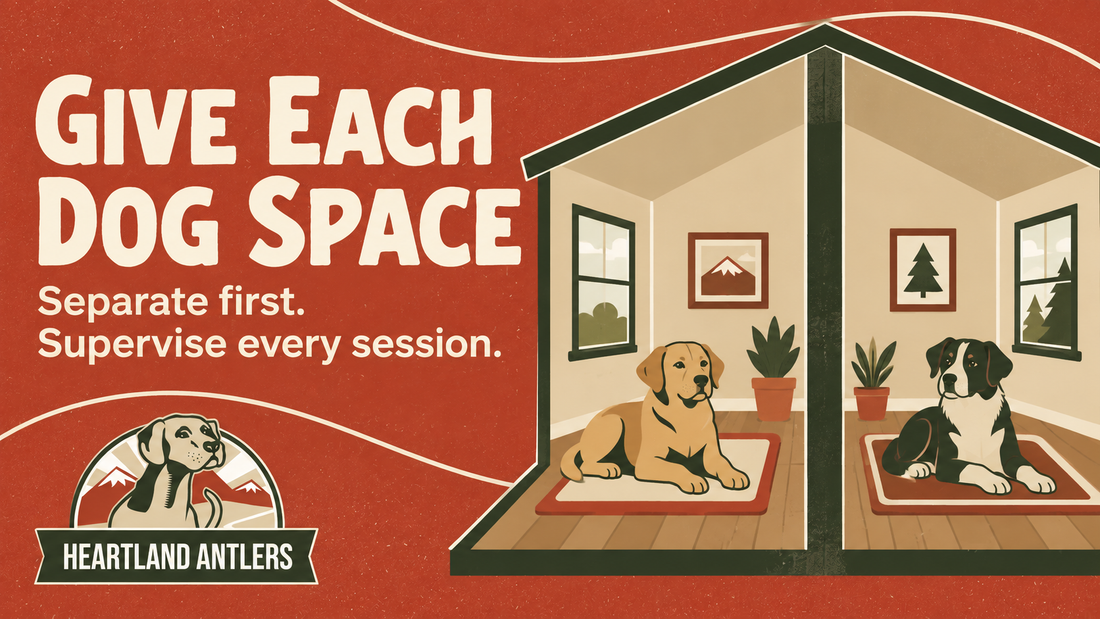 Give each dog space, separate first and supervise every chew session