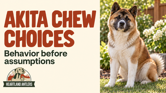 Heartland Antlers guide to Akita chew choices with a calm adult dog