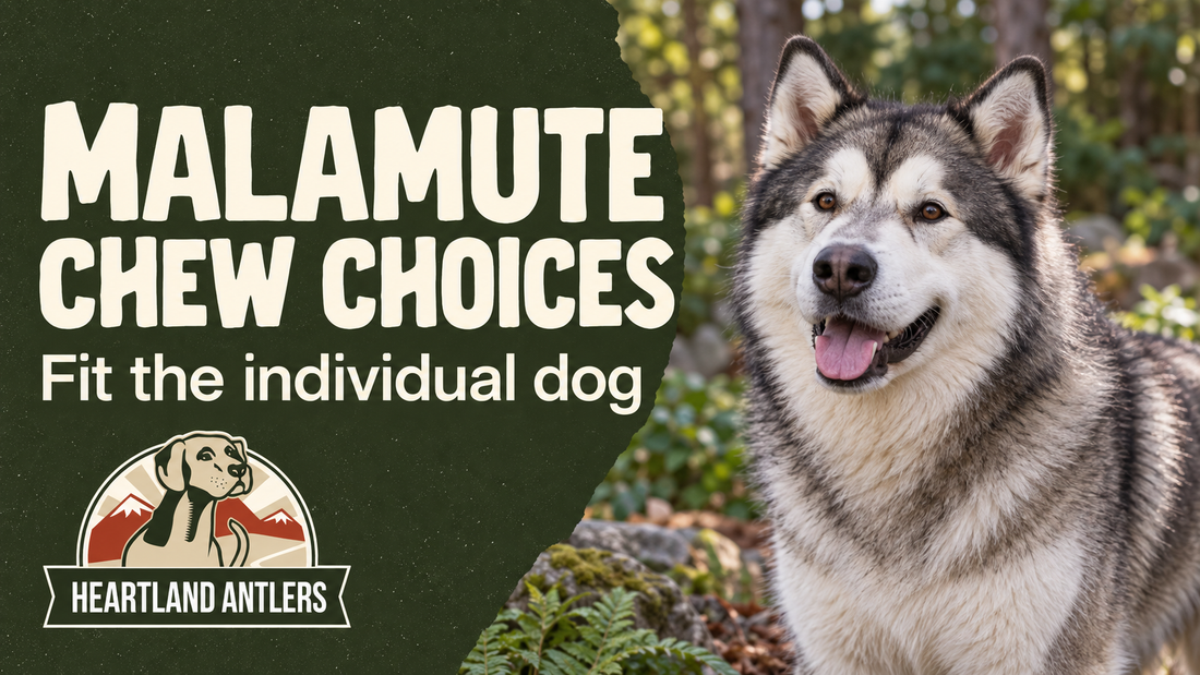 Heartland Antlers guide to Alaskan Malamute chew choices with a calm adult dog