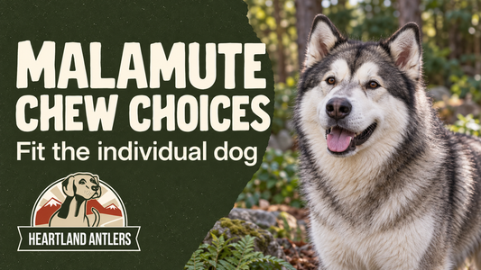 Heartland Antlers guide to Alaskan Malamute chew choices with a calm adult dog