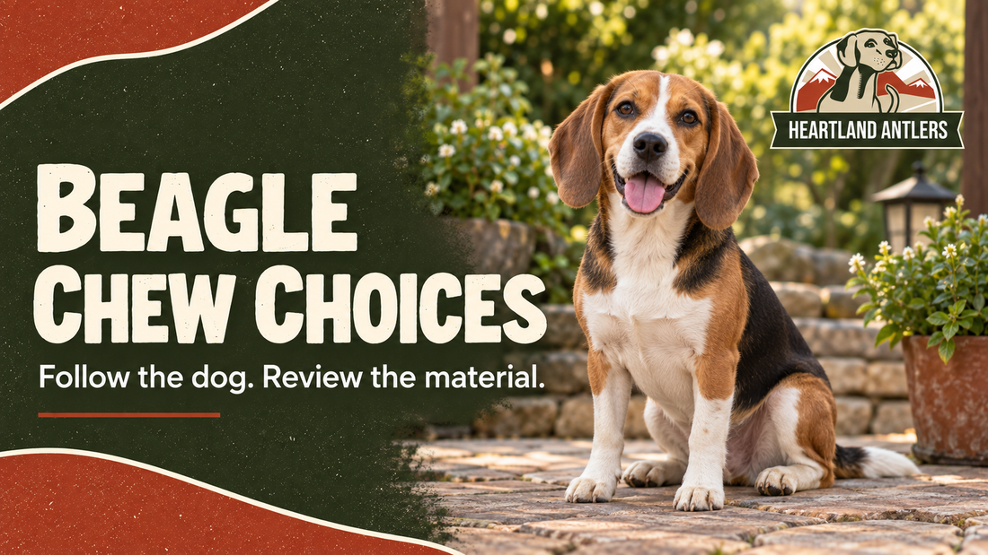 Generated adult Beagle scene: review the individual dog and chewing material
