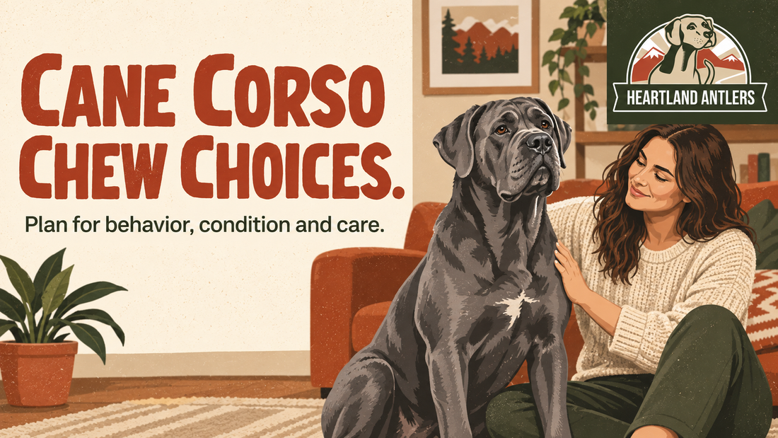 Adult Cane Corso with a message about behavior, condition and care.