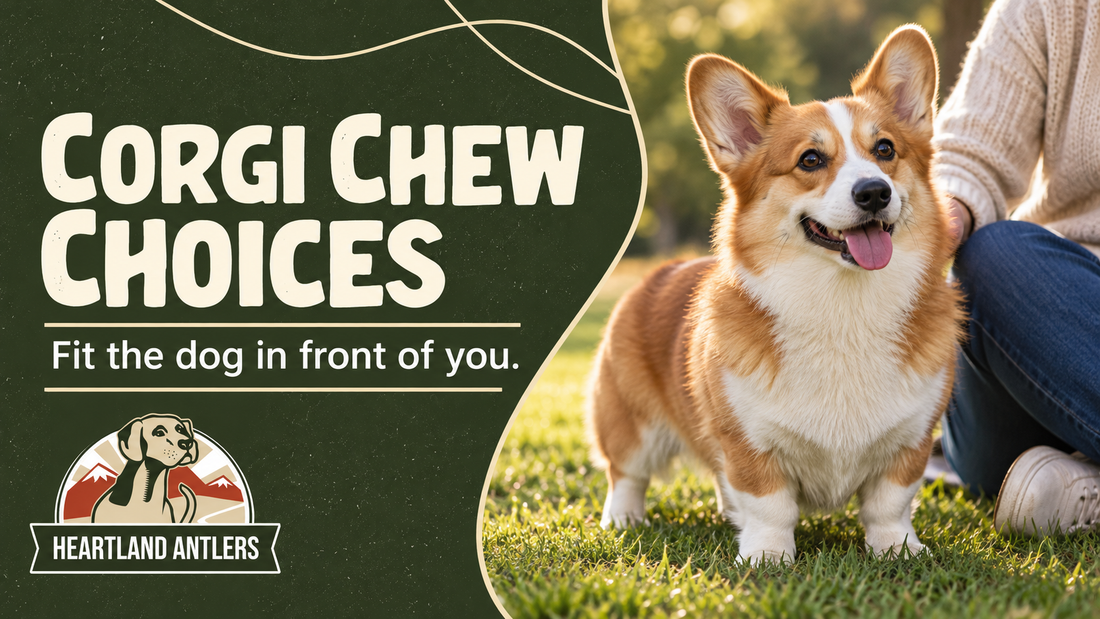 Corgi and owner with an individual chew-fit message.