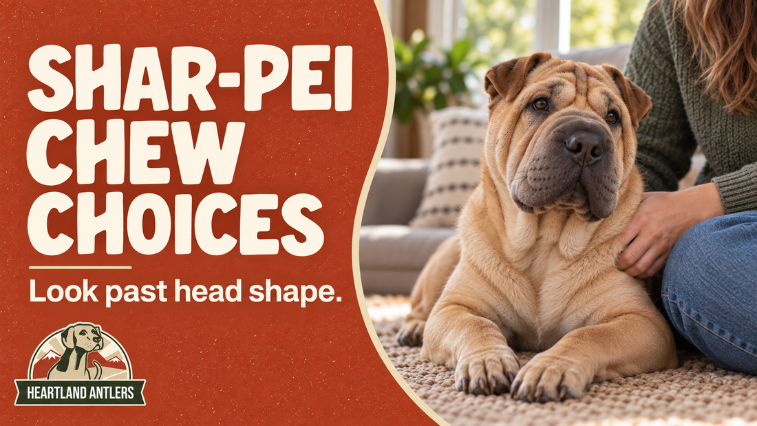 Heartland Antlers guide: shar-pei chew choices, with a calm adult dog