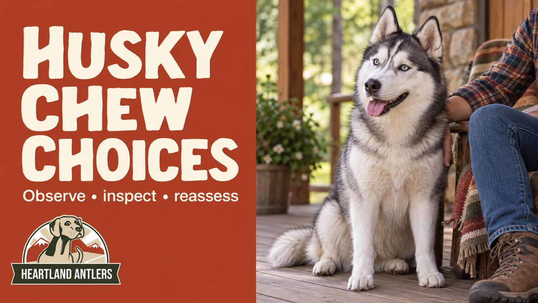 Heartland Antlers guide: husky chew choices, with a calm adult dog