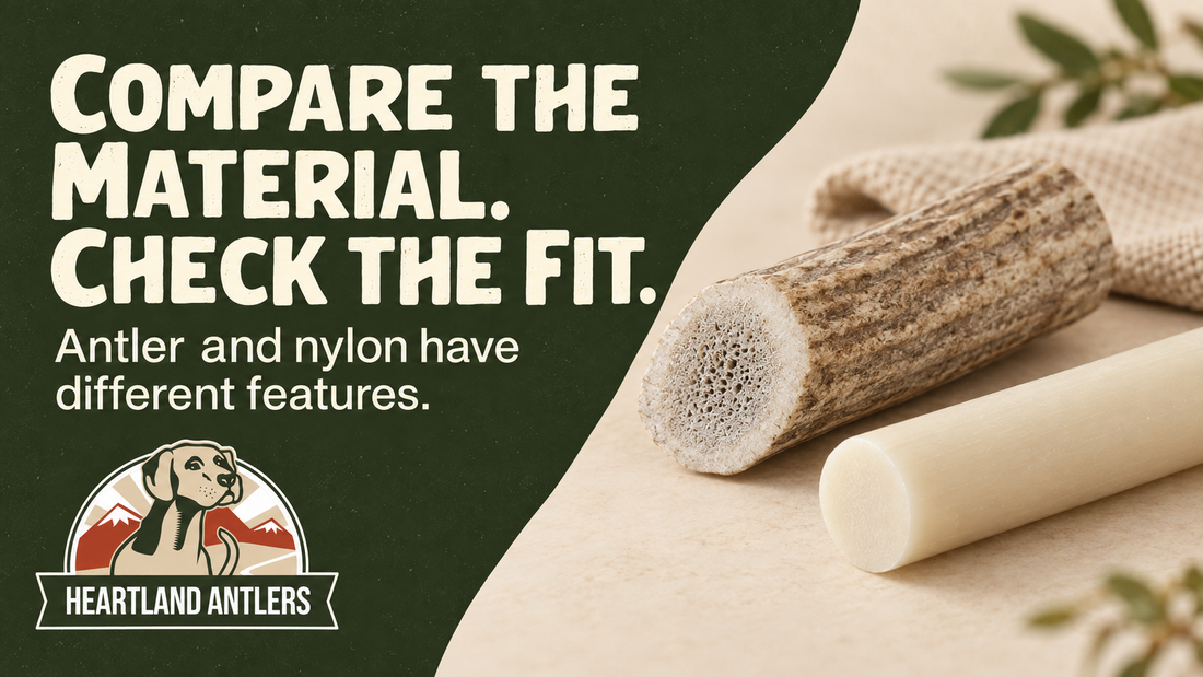 Heartland Antlers guide to comparing antler and nylon material features and fit