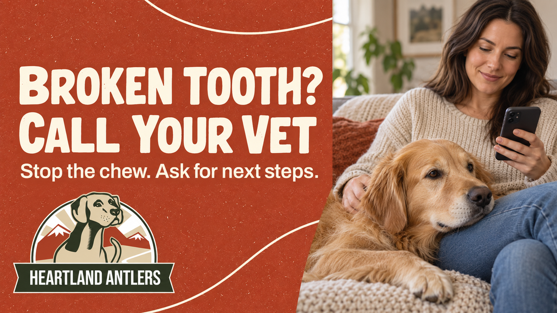 Broken tooth after chewing: stop the chew and call your veterinarian for next steps