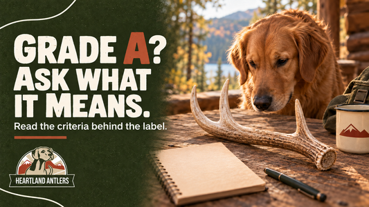 Antler inspection scene with a reminder to ask what Grade A means.