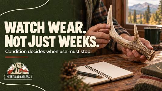 An owner inspects an antler with a reminder to judge its condition rather than its calendar age.