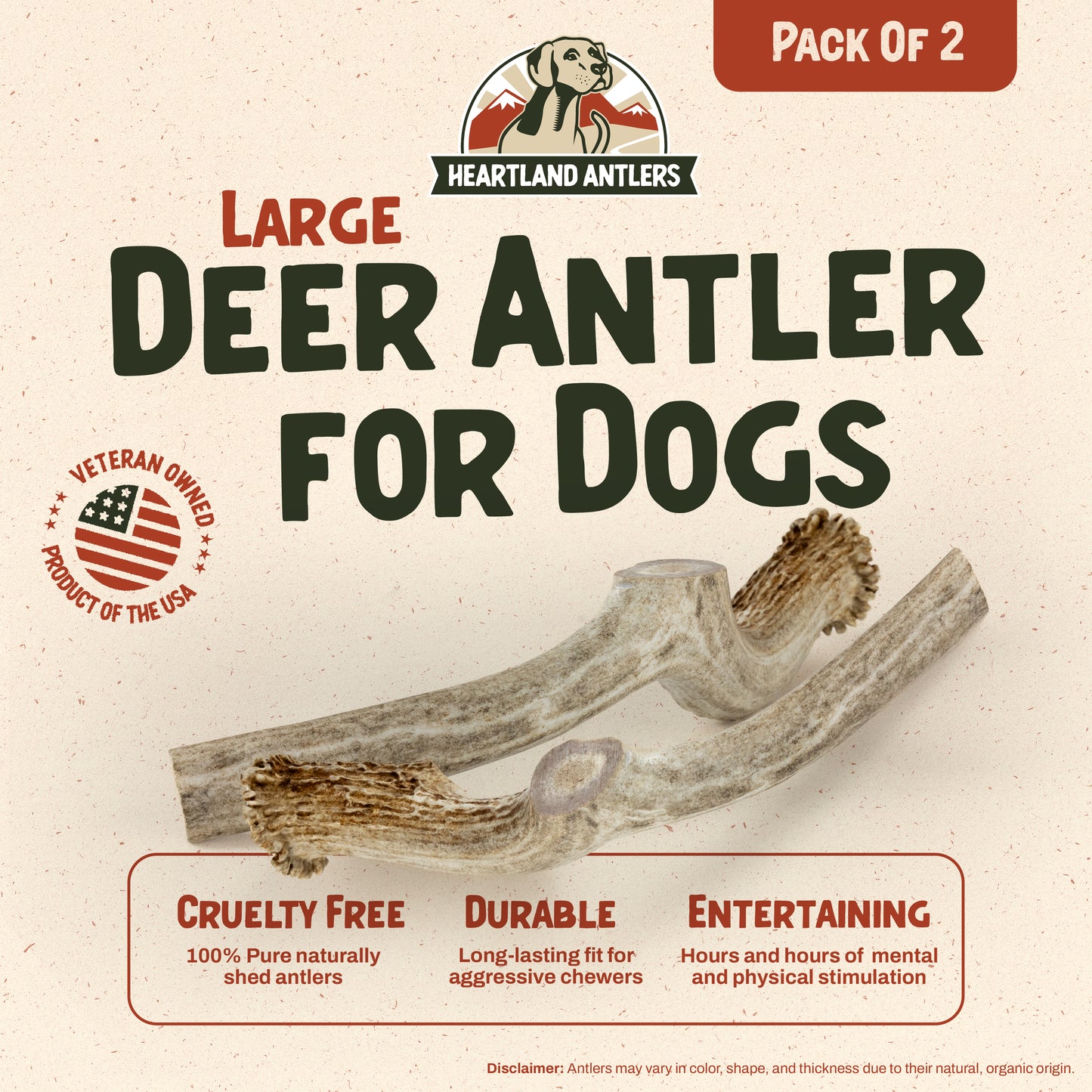 Deer Antler Chew - Large | 2-Pack