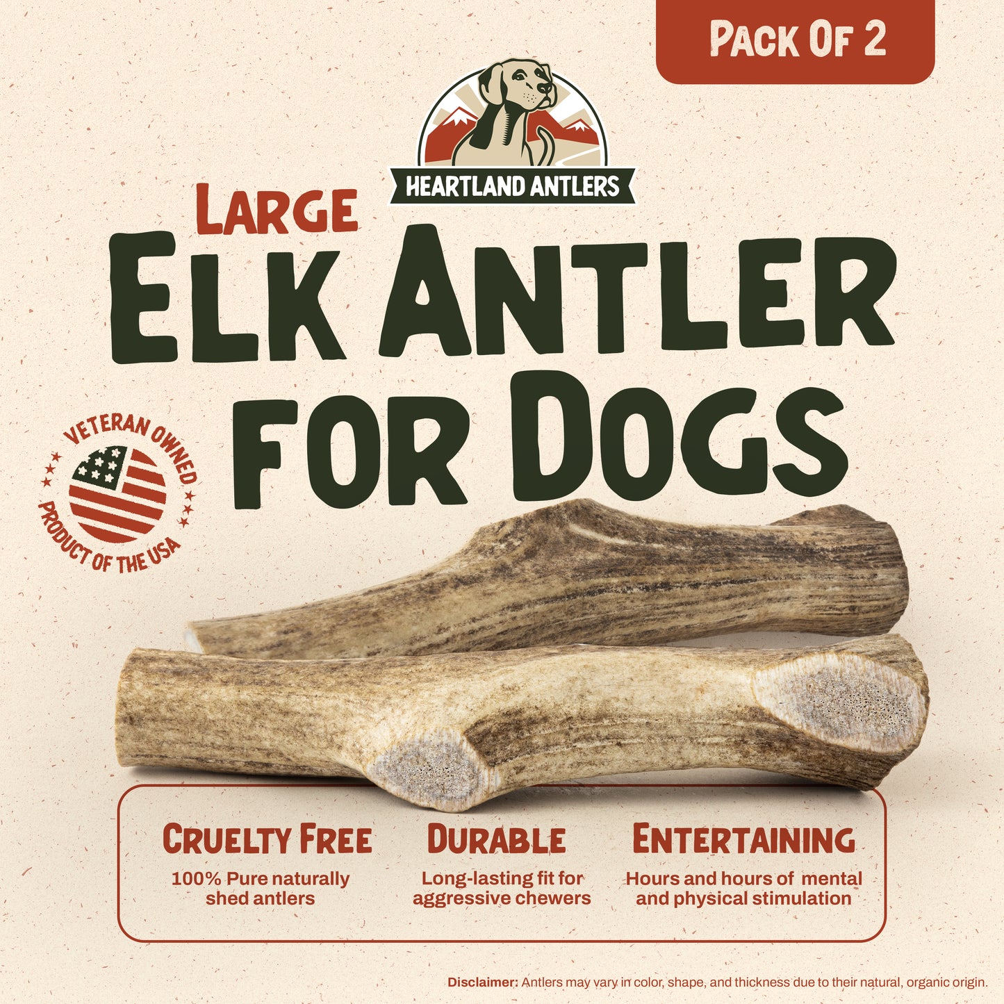 Whole Elk Antler Chew - Large | 2-Pack