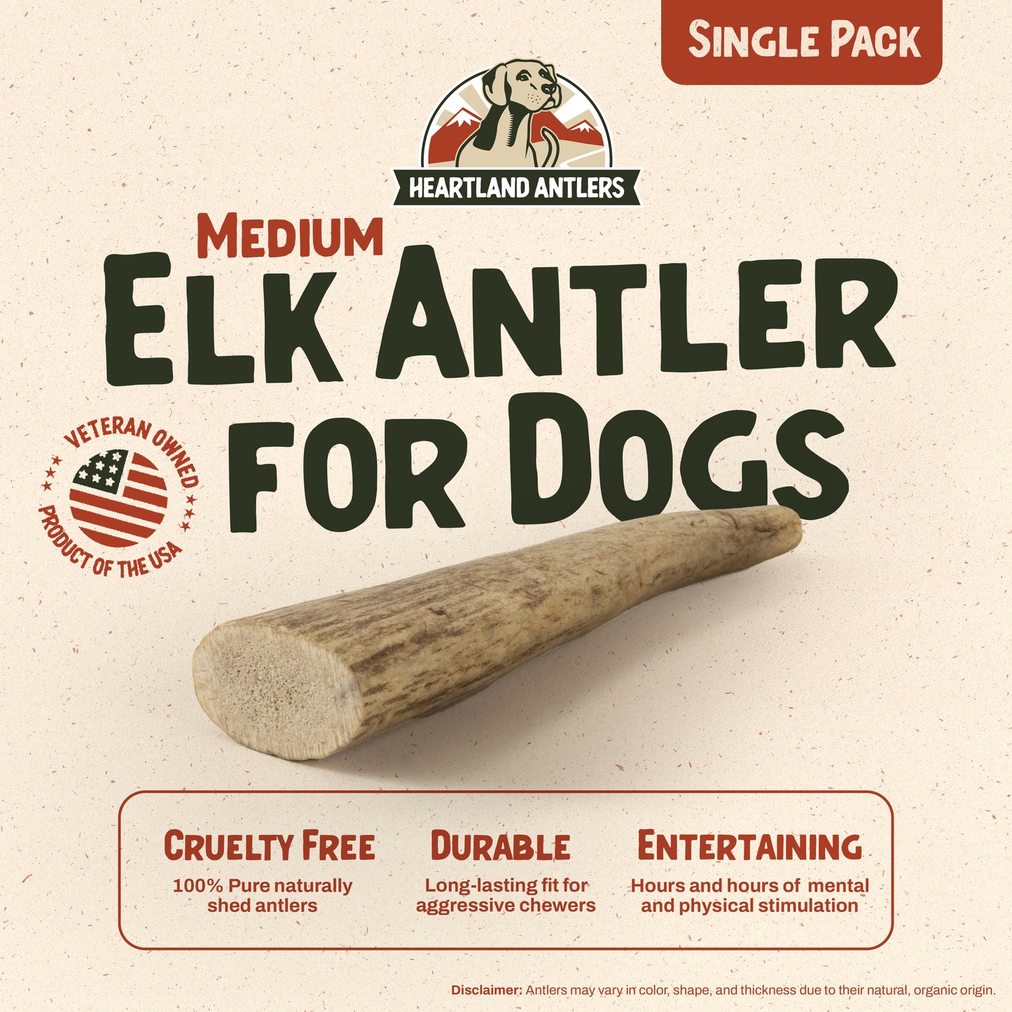 Elk Antler Chew - Medium (Dogs 25-45 lbs)