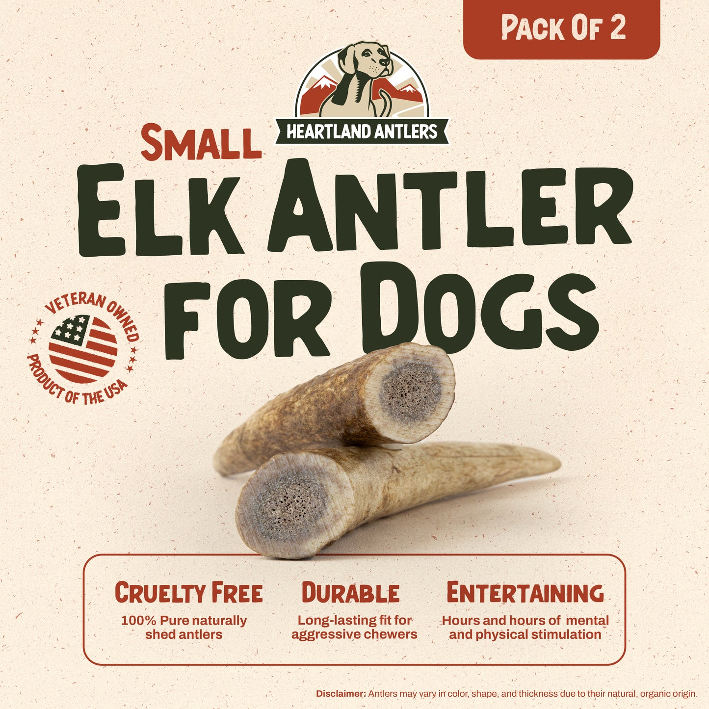 Whole Elk Antler Chew - Small | 2 pack