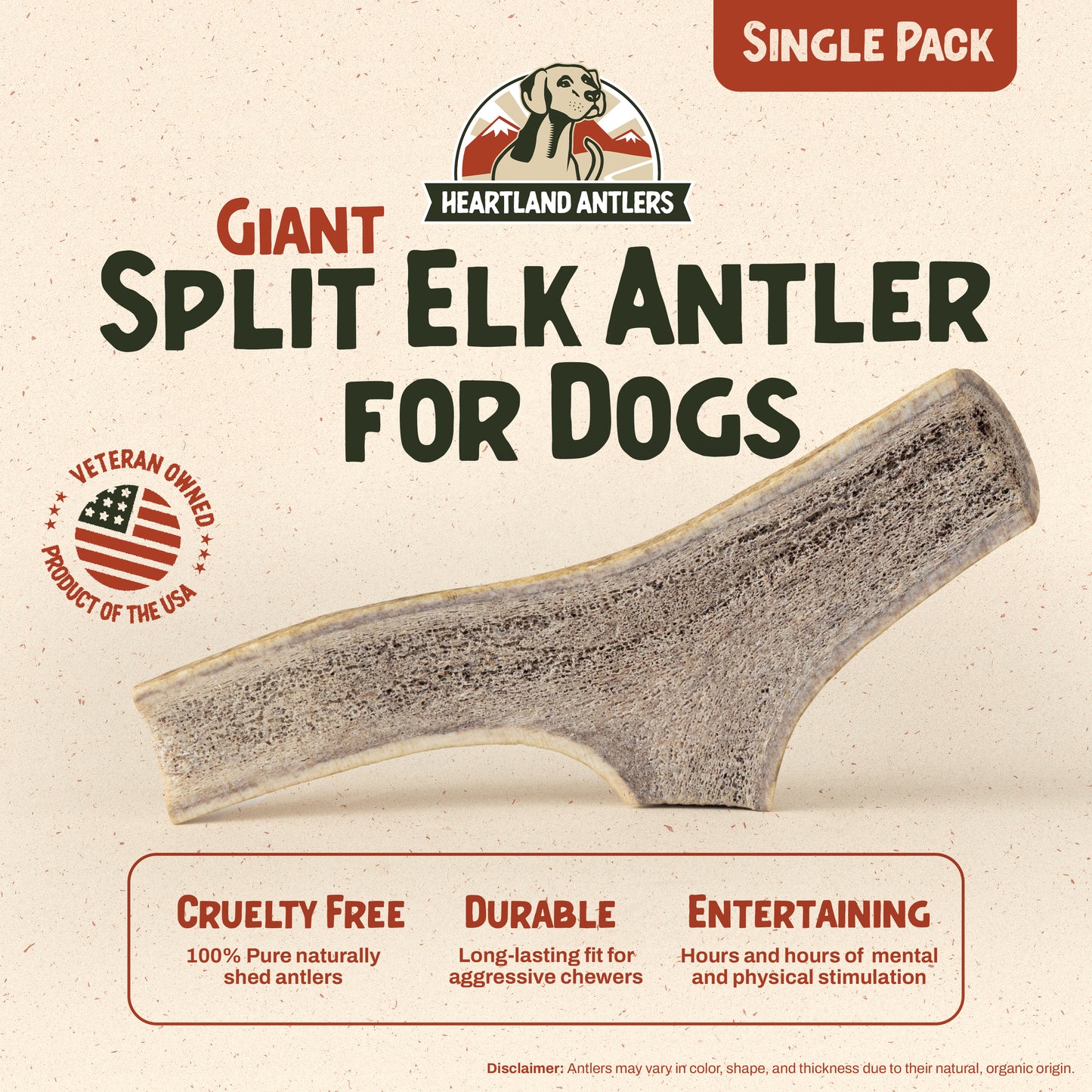 Split Elk Antler Chew - Giant (Dogs 85+ lbs)