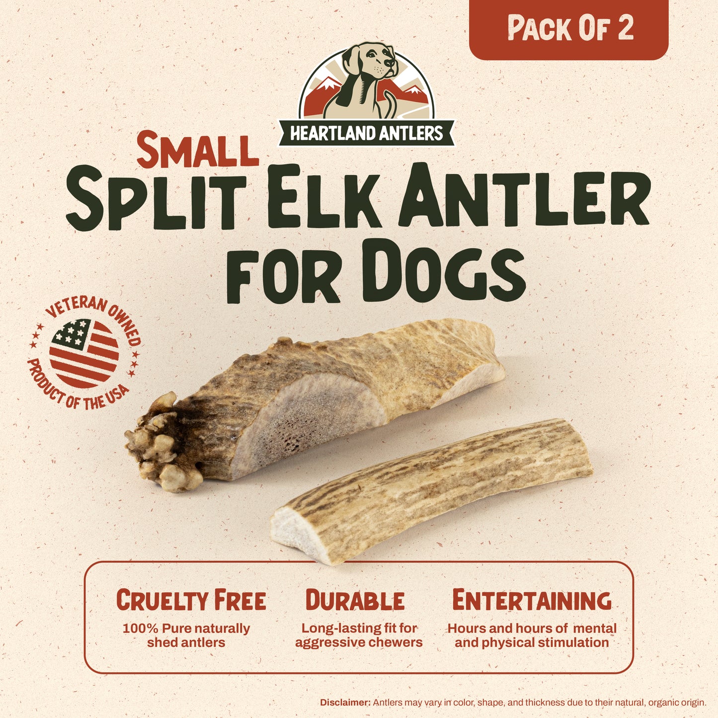 Split Elk Antler Chew - Small | 2 pack