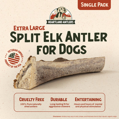 Split Elk Antler Chew - Extra Large (Dogs 65-85 lbs)