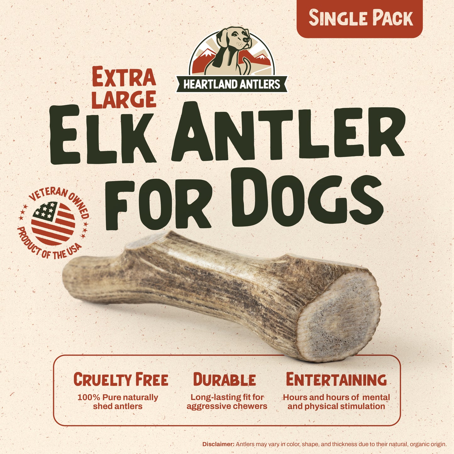 Elk Antler Chew - Extra Large (Dogs 65-85 lbs)